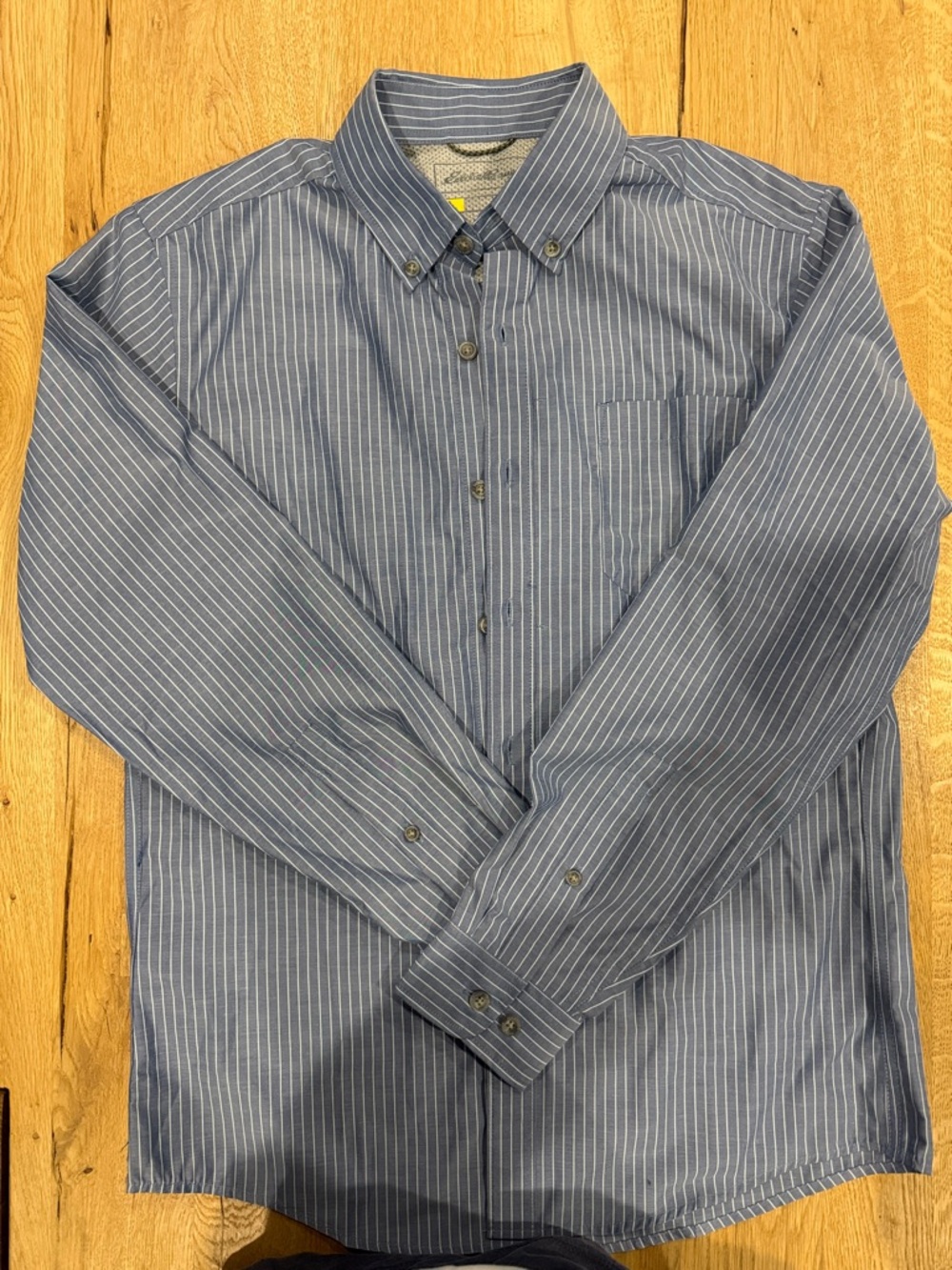 Eddie Bauer Blue and White Pinstripe Button-Down Shirt